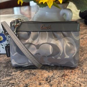 Coach Gray Wristlet Bag